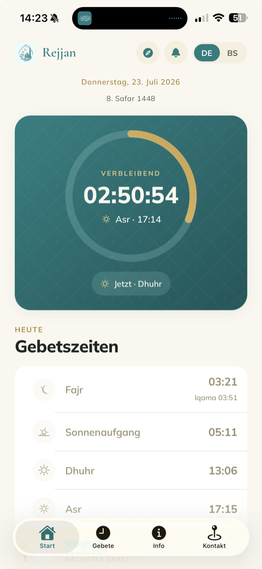 Rejjan App – Ansicht 1